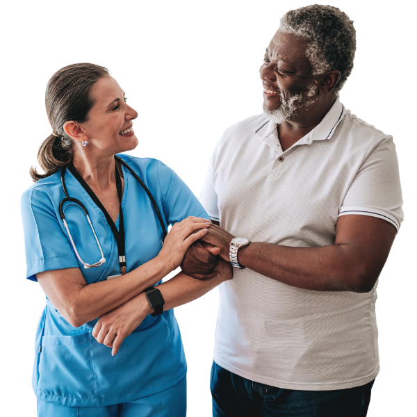 Caregiver providing in-home care services and companionship support to a senior man at home in Marion County, FL